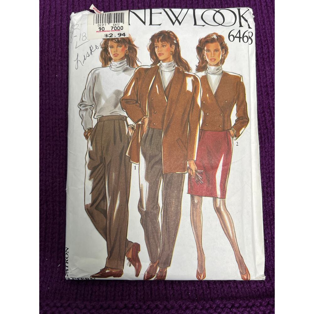 NEW LOOK 6468 Sewing pattern suit blazer boxy boyfriend pant size 8-18